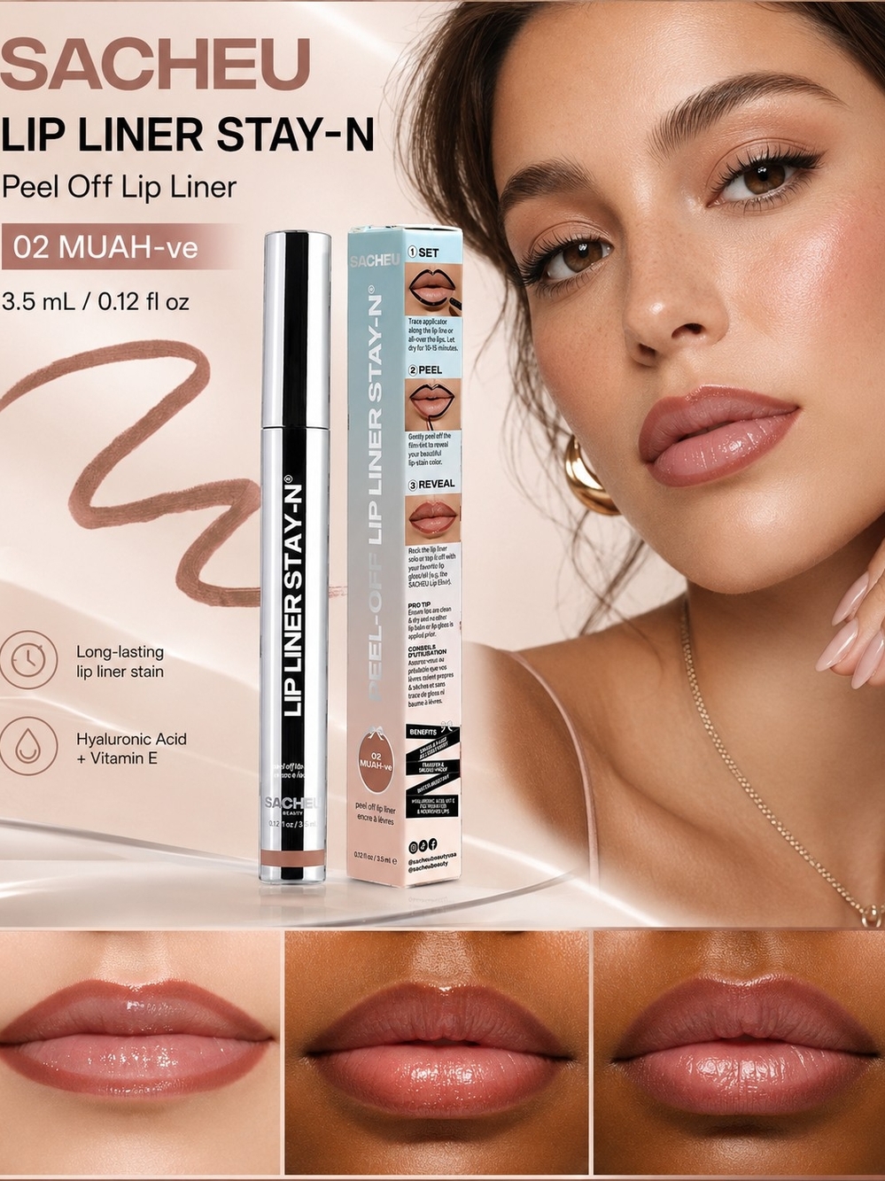 SACHEU Lip Liner STAY-N Peel Off Lip Liner – 02 MUAH-ve
